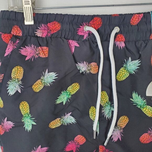 NWT 360 Surf Men's Beach Shorts Black w/ Pineapples Recycled Poly - Picture 2 of 9